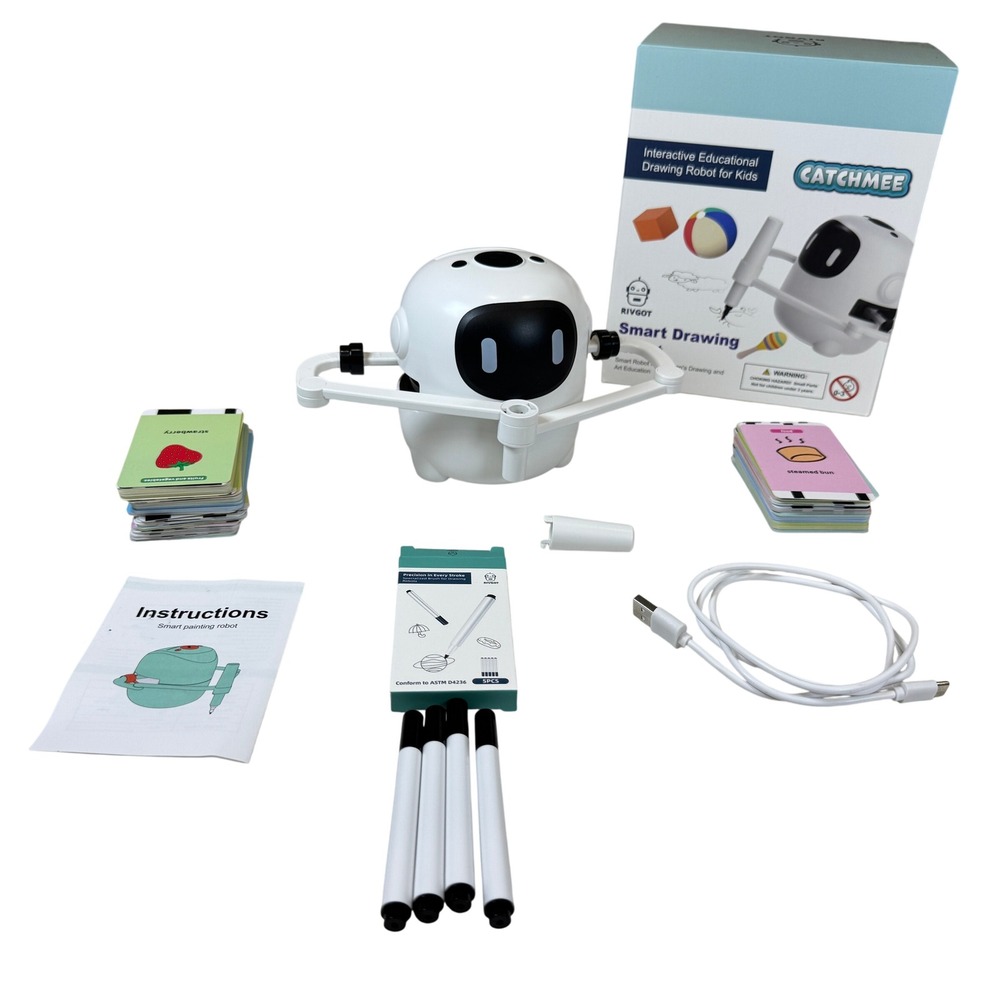 RIVGOT Catchmee Smart Drawing Robot Q01 Interactive Educational Toy White STEM